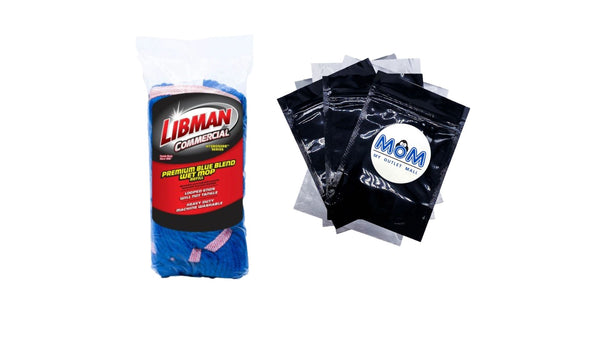 Heavy Duty Premium Blue Blend Wet Mop Refill Clip-on Attachment - 1 pack - plus 3 My Outlet Mall Resealable Storage Pouches