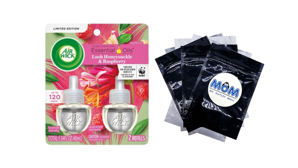 Plug-in Scented Oil Refill, Lush Honeysuckle & Raspberry, Air Freshener, 2 Refills - 1 pack - plus 3 My Outlet Mall Resealable Storage Pouches