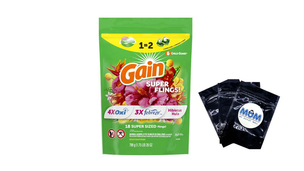 Super-Sized Flings Laundry Detergent Packs, Hibiscus Hula Scent- 1 pack - 18 countper pack - plus 3 My Outlet Mall Resealable Storage Pouches