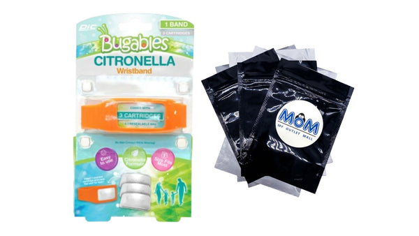 Bugables Citronella Reusable Wristband, One Size Fits All - 1 pack - plus 3 My Outlet Mall Resealable Storage Pouches