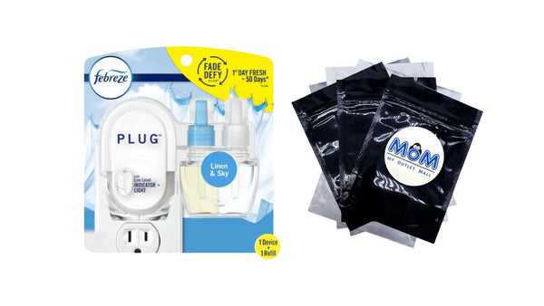 Plug In Air Freshener, Odor-Fighting Oil Kit, Linen & Sky, Warmer and 1 Refill - 1 pack - plus 3 My Outlet Mall Resealable Storage Pouches