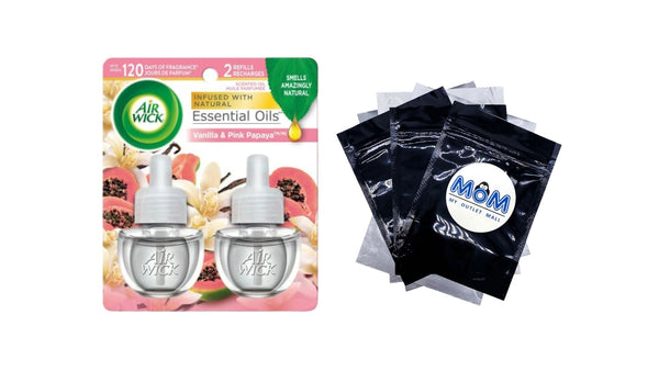 Plug in Scented Oil Refill, Vanilla and Pink Papaya, Air Freshener, Essential Oils, 2 Refills - 1 pack - plus 3 My Outlet Mall Resealable Storage Pouches