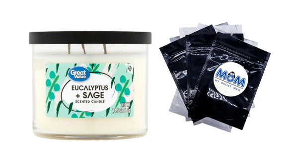 Eucalyptus & Sage Candle - 1 pack - 14 oz per pack - plus 3 My Outlet Mall Resealable Storage Pouches