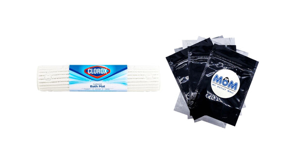 Cushioned Foam Bathtub Mat with Suction Cups, White 17" x 36" - 1 pack - plus 3 My Outlet Mall Resealable Storage Pouches