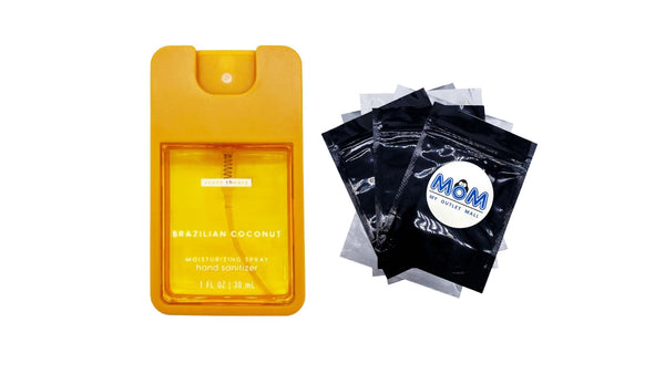 Hand Sanitizer Spray, Brazilian Coconut - 1 pack - 1fl oz per pack - plus 3 My Outlet Mall Resealable Storage Pouches