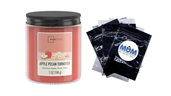 Apple Pecan Scented 3-Wick Glass Jar Candle - 1 pack - 7 oz per pack - plus 3 My Outlet Mall Resealable Storage Pouches