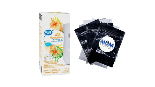 Automatic Air Freshener Spray Kit w/1 Refill Included, Hawaiian - 1 pack - plus 3 My Outlet Mall Resealable Storage Pouches