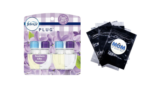 Plug In Air Freshener, Odor-Fighting Oil Refill, Southern Lilac Mornings, 2 Refills - 1 pack - plus 3 My Outlet Mall Resealable Storage Pouches