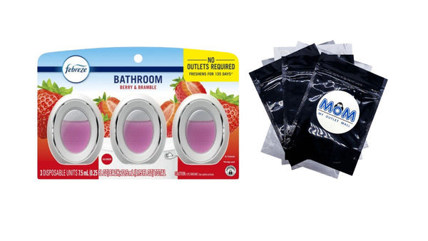 Bathroom Air Freshener, Small Spaces Odor-Fighting, Berry & Bramble, 3 Count - 1 pack - plus 3 My Outlet Mall Resealable Storage Pouches