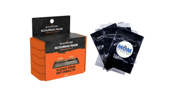 Heavy-Duty Griddle Scouring Pads in Orange - 1 pack - 5 count per pack - plus 3 My Outlet Mall Resealable Storage Pouches
