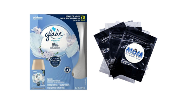 Automatic Spray Air Freshener Starter Kit, 1 Holder and 1 Refill, Clean Linen, Fragrance Infused with Essential Oils - 1 pack - plus 3 My Outlet Mall Resealable Storage Pouches