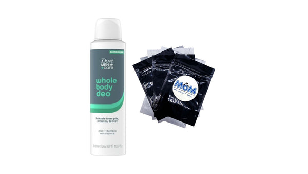 Men +Care Whole Body Deodorant Spray for Men Bamboo & Aloe - 1 pack - 4 oz per pack - plus 3 My Outlet Mall Resealable Storage Pouches