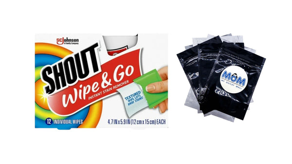Wipe & Go, Laundry Instant Stain Remover -  1 pack - 12 count per pack plus 3 My Outlet Mall Resealable Storage Pouches.