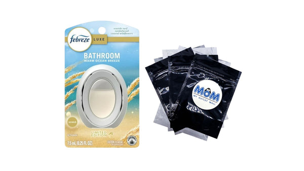Bathroom Air Freshener, Small Spaces Odor-Fighting, Warm Ocean Breeze - 1 pack - plus 3 My Outlet Mall Resealable Storage Pouches