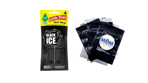 Air Freshener Vent Wrap Black Ice, 4 Count - 1 pack - plus 3 My Outlet Mall Resealable Storage Pouches
