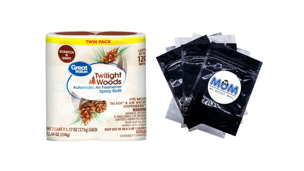 Automatic Air Freshener Spray Refill, Twilight Woods, Twin pack - 1 pack - plus 3 My Outlet Mall Resealable Storage Pouches