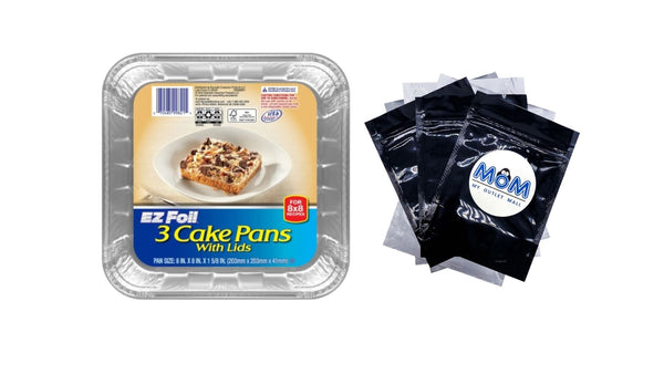 Cake Pans with Lids, 8x8 Inch - 1 pack - 3 Count per pack - plus 3 My Outlet Mall Resealable Storage Pouches