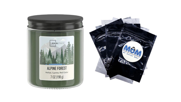 Alpine Forest Scented Single-Wick Glass Jar Candle with Twist Lid - 1 pack - 7 oz per pack - plus 3 My Outlet Mall Resealable Storage Pouches