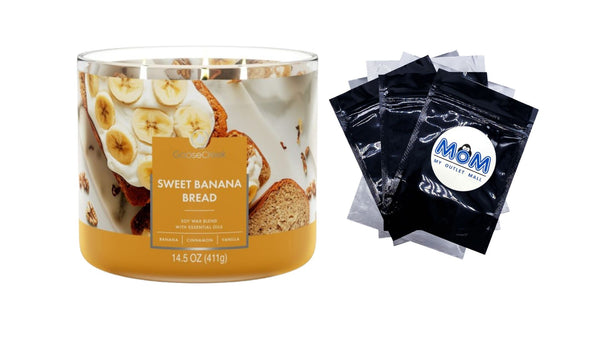 Sweet Banana Bread Scented 3-Wick Jar Candle - 1 pack - 14.5 oz per pack - plus 3 My Outlet Mall Resealable Storage Pouches