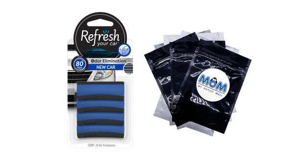 Contour Vent Stick Car Air Freshener  New Car Scent, 4 Count - 1 pack - plus 3 My Outlet Mall Resealable Storage Pouches