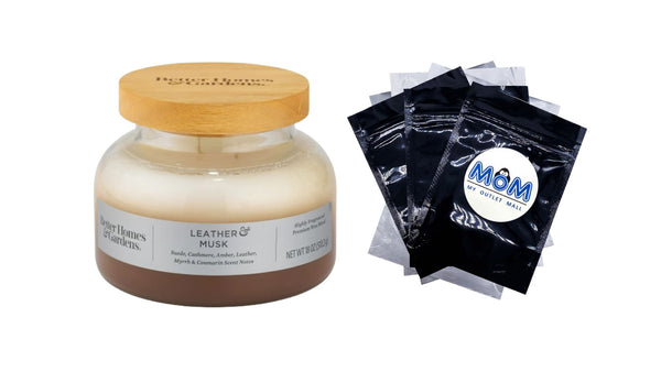 Leather and Musk Scented 2-Wick Ombre Bell Jar Candle - 1 pack - 18 oz per pack - plus 3 My Outlet Mall Resealable Storage Pouches
