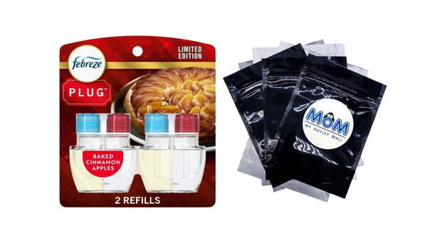 Plug In Air Freshener, Odor-Fighting Oil Refill, Baked Cinnamon Apples, 2 Refill - 1 pack - plus 3 My Outlet Mall Resealable Storage Pouches