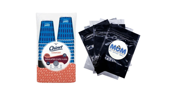 Comfort Premium Disposable Paper Hot Cups with Lids, 16 oz - 1 pack - 20 Count per pack - plus 3 My Outlet Mall Resealable Storage Pouches