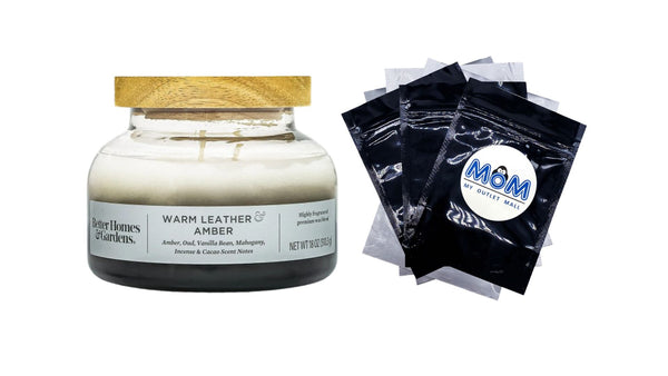 Warm Leather Amber Scented Ombre 2-Wick Bell Jar Candle - 1 pack - 18 oz per pack - plus 3 My Outlet Mall Resealable Storage Pouches