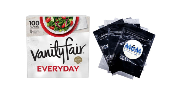 Everyday Paper Napkins, White, Soft and Smooth Disposable Napkins - 1 pack - 100 Count per pack - plus 3 My Outlet Mall Resealable Storage Pouches