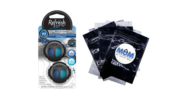 Mini Diffuser Air Freshener New Car/Cool Breeze Scent, 2 Count - 1 pack - plus 3 My Outlet Mall Resealable Storage Pouches