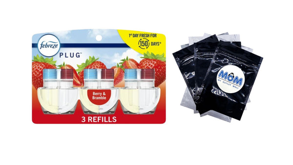 Plug In Air Freshener, Odor-Fighting Scented Oil Refill, Berry & Bramble, 3 Refills - 1 pack - plus 3 My Outlet Mall Resealable Storage Pouches