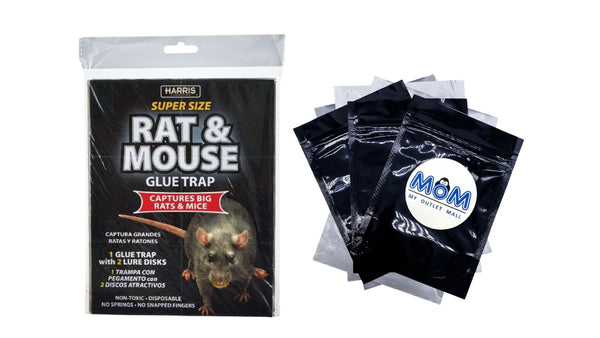 Super-Size Rat and Mouse Glue Trap with Lure and Trap  - 1 pack - plus 3 My Outlet Mall Resealable Storage Pouches