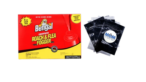Concentrated Roach and Flea Fogger, Odorless Mess-Free Dry Fog - 1 pack - 4 Count per pack plus 3 My Outlet Mall Resealable Storage Pouches