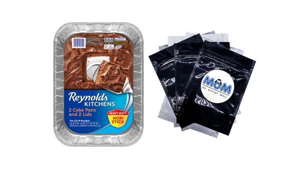 Kitchens Aluminum Pans with Lids, Blue, 13x9 Inch - 1 pack - 2 Count per pack - plus 3 My Outlet Mall Resealable Storage Pouches