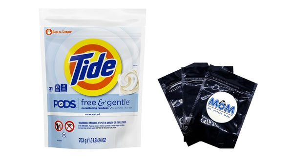Free and Gentle Laundry Detergent Packs, Hypoallergenic, Unscented- 1 pack - 31 countper pack - plus 3 My Outlet Mall Resealable Storage Pouches