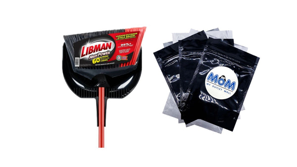 High Power Angle Broom & Dustpan Steel Handle 13.75 in. Wide Red Black - 1 pack - plus 3 My Outlet Mall Resealable Storage Pouches