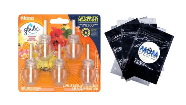 Plug-Ins Scented Oil, Hawaiian Breeze, Infused with Essential Oils, 5 Refills - 1 pack - plus 3 My Outlet Mall Resealable Storage Pouches