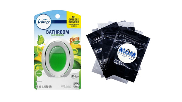Bathroom Air Freshener, Small Spaces Odor-Fighting, Gain Original - 1 pack - plus 3 My Outlet Mall Resealable Storage Pouches