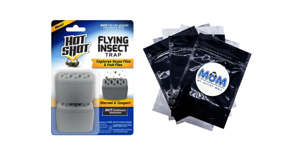 Flying Insect Trap, Attracts and Captures House and Fruit Flies - 1 pack - 2 Count - plus 3 My Outlet Mall Resealable Storage Pouches