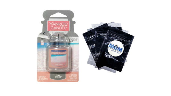 Car Jar Ultimate Pink Sands Scent, Hanging Car Air Freshener - 1 pack - plus 3 My Outlet Mall Resealable Storage Pouches
