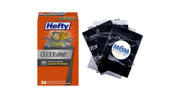 Steelsak Heavy Duty Large Trash Bags, Gray, Unscented, 33 gallon - 1 pack - 30 count per pack - plus 3 My Outlet Mall Resealable Storage Pouches