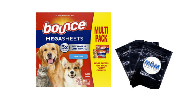 Pet Hair and Lint Guard Mega Dryer Sheets, Fresh Scent- 1 pack - 130 count per pack - plus 3 My Outlet Mall Resealable Storage Pouches