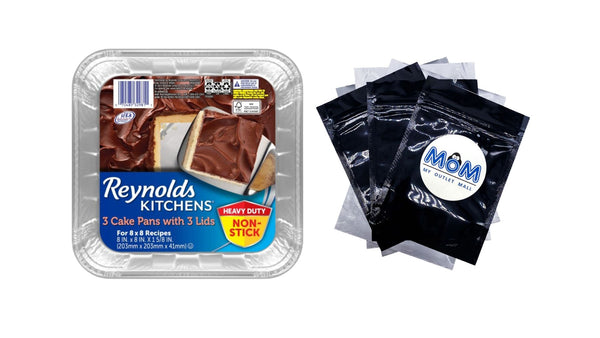 Kitchens Aluminum Pans with Lids, Blue, 8x8 Inch - 1 pack - 3 Count per pack - plus 3 My Outlet Mall Resealable Storage Pouches