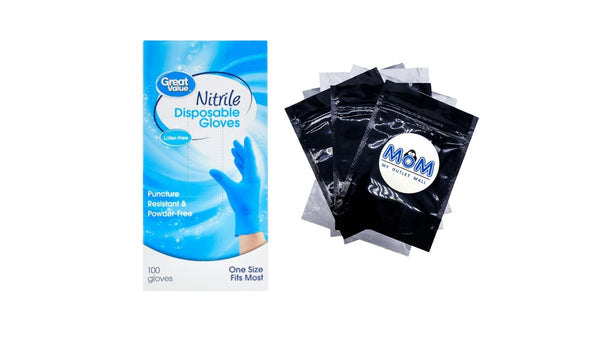 Nitrile Disposable Gloves, One Size - 1 pack - 100 Count - plus 3 My Outlet Mall Resealable Storage Pouches