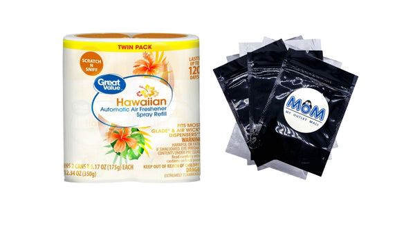 Automatic Air Freshener Spray Refill, Hawaiian, Twin pack - 1 pack - plus 3 My Outlet Mall Resealable Storage Pouches