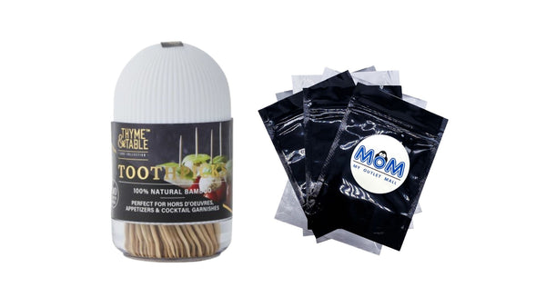 Natural Bamboo Toothpicks 300-Piece - 1 pack - plus 3 My Outlet Mall Resealable Storage Pouches