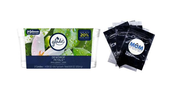 Single Wick Candle, Dewdrop Petals, 2 Candles - 1 pack - plus 3 My Outlet Mall Resealable Storage Pouches