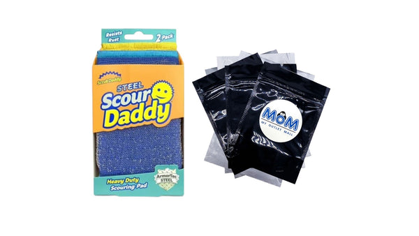 Scour Daddy Steel Heavy Duty Scour Pad - 1 pack - 2 count per pack - plus 3 My Outlet Mall Resealable Storage Pouches