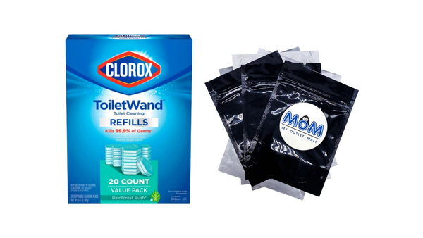 ToiletWand Disinfecting Refills, Disposable Wand Heads, Rainforest Rush - 1 pack - 20 count per pack - plus 3 My Outlet Mall Resealable Storage Pouches