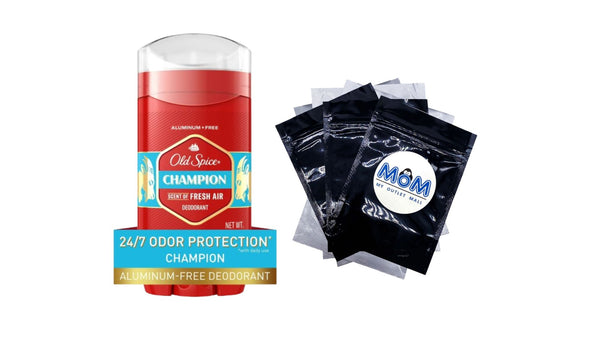 Aluminum Free, Men's Deodorant Invisible Solid Stick, Champion Scent - 1 pack - 3 oz per pack - plus 3 My Outlet Mall Resealable Storage Pouches